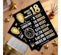 MINWEGI 18th Birthday Decorations Gold Black - 2 Posters Set with Peel and Stick Wall Hooks - 28x40 Inch UV Printed Coming of Age Party Decor - Waterproof Scratch Resistant Adulting Gift