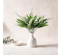 MINWEGI Artificial Flowers Lily of the Valley, White Realistic Fake Flowers 6 Stems, Plastic Faux Lily of The Valley for Outdoor Garden Wedding Home Decor, Fade Resistant