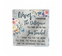 MINWEGI Elegant Acrylic Memorial Plaque - 8x8x1cm Personalised Farewell Gift for Colleagues, Retirement Keepsake, Office Desk Decor with Inspirational Quote, Thank You Present for Friends & Mentors