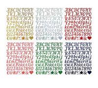 MINWEGI Gold Silver Sand Texture Alphabet Stickers - 6 Sheets 1 Inch Thick Handwritten Letters & Numbers for Water Bottles Tumblers Journals - Red Blue Pink Green Quicksand Style DIY Decals