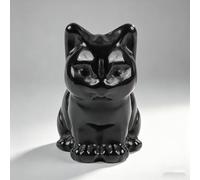 MINWEGI Handmade Black Obsidian Lucky Cat Figurine - 30x20mm Mini Crystal Ornament for Home Decor, Spiritual Gift for Cat Lovers (Five Fortune Cat) (Black, 30 * 20MM)
