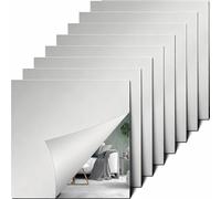 MINWEGI mirror tiles self adhesive, 8 Pcs Flexible mirror stickers 15x15cm Acrylic Stick on Mirror Tiles, Non-Glass Adhesive Wall Mirrors for Bathroom, Bedroom, Door