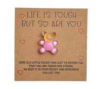 MINWEGI Pocket Hug Bear - Cute Emotional Support Gift for Women, Small Comfort Gift for Friends, Pink Miniature Hugging Bear (2.75 Inch)