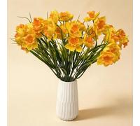 MINWEGI Realistic Artificial Daffodils - 3 Pack 7 Branches Yellow Narcissus Flowers 36cm, High-End Faux Flowers for Home Decor, Office, Easter