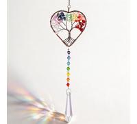MINWEGI Sun Catchers for Windows - Chakra Crystals Tree of Life Suncatcher with Rainbow Prism Effect, Handmade Spiritual Hanging Ornament for Home Decor, Meditation Room & Yoga Space