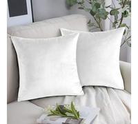 MINWEGI White Cushion Covers, 45cm x 45cm, Short Plush Sofa Couch Living Bed Room Cushion Covers with Hidden Zipper, Pack of 2, 18x18 Inches