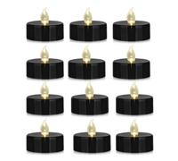 MINXIN Battery Operated Tea Lights Candles: 24 Pack Realistic and Bright Flickering Holiday Gift Flameless Candles LED Electric Tea Candles for Seasonal & Festival Party Home Decoration Black