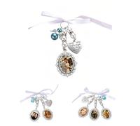 MINXLTD Custom Wedding Bouquet Photo Charm, Personalized Memorial Lacy Oval Pendant You Are Always In My Heart Silvertone Keepsake Ribbon Bow Pearl Charm Customize For Wed Christmas Graduation
