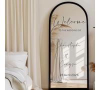 MINXLTD Customizable Design Names Mirror Window Sign Decal, Personalized Name Welcome Panel Stickers, Featuring Wedding Sign Welcome Wedding Featuring The Groom Brides Wedding Mirror Sign(57x88cm)