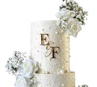 MINXLTD Personalised Couple Cake Name Topper, Custom Cake Charms, Personalised Cake Name Plaque Sign, Name For The Front Of The Cake Gold Mirror