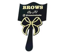 MINXLTD Personalised Eyelash Technician Prop, Eyelash Technician Prop Handheld Mirror, Bow Lash Face Paddle Gift Lashes Handheld Mirror Salon Decor Custom Lash Prop Coquette(Black)