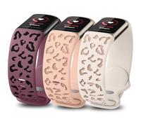 Minyee 3 Packs Leopard Engraved Band Compatible with Fitbit Charge 5 Bands/Fitbit Charge 6 Bands Women, Two-Tone Cheetah Pattern Soft Silicone Sport Designer Cute Fancy Summer Strap for Charge 5/6
