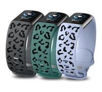 Minyee 3 Packs Leopard Engraved Band Compatible with Fitbit Charge 6 Bands/Fitbit Charge 5 Bands Women, Two-Tone Cheetah Soft Silicone Sport Designer Summer Replacement Wristband Strap for Charge 6