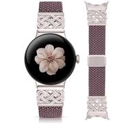 Minyee Braided Magnetic Band Compatible with Google Pixel Watch 4 3 41mm/Pixel Watch 2/1 Band for Women, Dressy Celtic Knot Metal Designer Fancy Stretchy Elastic Sport Strap, Dusty Lavender/Starlight