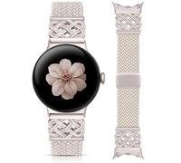 Minyee Braided Magnetic Band Compatible with Google Pixel Watch 4 3 41mm/Pixel Watch 2/1 Band for Women, Dressy Celtic Knot Designer Strap, Flexible Weave Stretchy Elastic Sport Wristband, Starlight