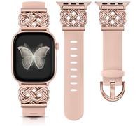 Minyee Celtic Knot Silicone Band Compatible with Apple Watch Band for Women 42/38/40/41mm, Dressy Soft Silicone Fancy Cute Designer Sport Strap for iWatch Series 11 10 9 8 7 6 5 4 Ultra/SE 3 2 1,Pink