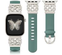 Minyee Celtic Knot Silicone Band Compatible with Apple Watch Band Women 42/38/40/41mm, Dressy Soft Silicone Breathable Summer Adjustable Strap for iWatch Series 11 10 9 8 7 6 5 4 Ultra/SE 3 2, Green