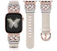 Minyee Celtic Knot Silicone Band Compatible with Apple Watch Band Women 42/38/40/41mm, Soft Silicone Two Tone Cute Fancy Sport Wristband for iWatch Series 11 10 9 8 7 6 5 4 Ultra/SE 3 2 1, Starlight