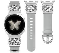 Minyee Celtic Knot Silicone Band Compatible with Samsung Galaxy Watch 8 40mm 44mm/ 8 Classic 46mm Band Women, No Gap One-Click Dressy Cute Interlock Buckle Premium Silicone Adjustable Strap Wristband