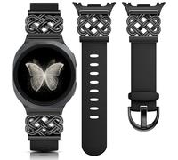 Minyee Celtic Knot Silicone Band Compatible with Samsung Galaxy Watch 8 40mm 44mm/ 8 Classic 46mm Band Women, No Gap One-Click Dressy Cute Interlock Buckle Premium Silicone Adjustable Strap Wristband