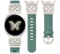Minyee Celtic Knot Silicone Band Compatible with Samsung Galaxy Watch 8 40mm 44mm/ 8 Classic 46mm Band Women, No Gap One-Click Dressy Cute Interlock Buckle Premium Silicone Adjustable Strap Wristband