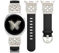 Minyee Celtic Knot Silicone Band Compatible with Samsung Galaxy Watch 8 40mm 44mm/ 8 Classic 46mm Band Women, No Gap One-Click Dressy Cute Interlock Buckle Premium Silicone Adjustable Strap Wristband