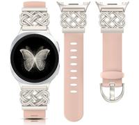 Minyee Celtic Knot Silicone Band Compatible with Samsung Galaxy Watch 8 40mm 44mm/ 8 Classic 46mm Band Women, No Gap One-Click Dressy Cute Interlock Buckle Premium Silicone Adjustable Strap Wristband