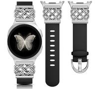 Minyee Celtic Knot Silicone Band Compatible with Samsung Galaxy Watch 8 40mm 44mm/ 8 Classic 46mm Band Women, No Gap One-Click Dressy Cute Interlock Buckle Premium Silicone Adjustable Strap Wristband