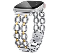 Minyee Compatible with Apple Watch Band 38/40/41/42mm Women, Dressy Metal Pretty Double Chain Strap Twisted Designer Starlight Gold Two Tone link Bracelet for iWatch Series 10 9 Ultra SE 8 7 6 5 4 3