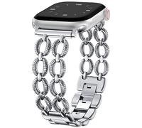 Minyee Compatible with Apple Watch Band 42/44/45/46/49mm Women, Fancy Pretty Metal Strap Double Chain Twisted Silver Round Adjustable link Bracelet for iWatch Series 10 9 Ultra SE 8 7 6 5 4 3 2 1