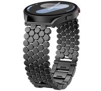 Minyee Compatible with Samsung Galaxy Watch 7 6 5 4 FE 40mm 44mm/Watch 6 Classic 43mm 47mm/Watch 5 Pro 45mm Bands for Women, 20mm Dressy Metal Gold Chain Honeycomb Luxury Link Bracelet Strap, Black