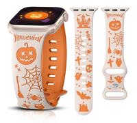 Minyee Halloween Silicone Band for Apple Watch 38/40/41/42mm, Orange