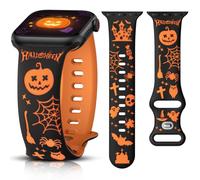 Minyee Halloween Silicone Band for Apple Watch 44/45/46/49/42mm, Black