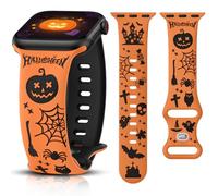 Minyee Halloween Silicone Band for Apple Watch 44/45/46/49/42mm, Orange
