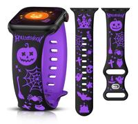 Minyee Halloween Silicone Band for Apple Watch 44/45/46/49/42mm, Purple