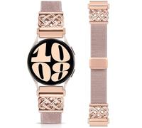 Minyee Magnetic Stretchy Band Compatible with Samsung Galaxy Watch 7/6/5/4/FE/Active 2 40mm 44mm/Watch 6 Classic 43mm 47mm/5 Pro 45mm Women, Celtic Knot Soft Elastic Nylon Strap, Pink Grey/Rose Gold