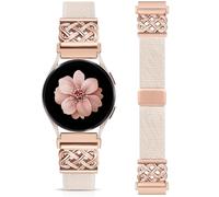 Minyee Magnetic Stretchy Band Compatible with Samsung Galaxy Watch 7/6/5/4/FE/Active 2 40mm 44mm/Watch 6 Classic 43mm 47mm/5 Pro 45mm Women, Celtic Knot Soft Elastic Nylon Strap, Starlight/Rose Gold