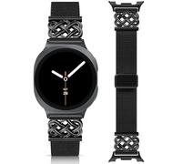 Minyee Magnetic Stretchy Band Compatible with Samsung Galaxy Watch 8 40mm 44mm/8 Classic 46mm Bands Women Men, Celtic Knot No Gap One-Click Soft Elastic Nylon Fabric Magnet Dressy Cute Strap, Black