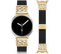 Minyee Magnetic Stretchy Band Compatible with Samsung Galaxy Watch 8 40mm 44mm/8 Classic 46mm Bands Women Men, Celtic Knot No Gap One-Click Soft Elastic Nylon Fabric Magnet Dressy Strap, Black/Gold