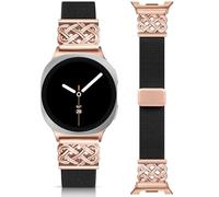 Minyee Magnetic Stretchy Band Compatible with Samsung Galaxy Watch 8 40mm 44mm/8 Classic 46mm Bands Women Men, Celtic Knot No Gap One-Click Soft Elastic Nylon Fabric Magnet Strap, Black/Rose Gold