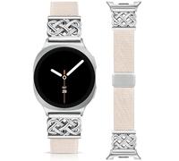 Minyee Magnetic Stretchy Band Compatible with Samsung Galaxy Watch 8 40mm 44mm/8 Classic 46mm Bands Women Men, Celtic Knot No Gap One-Click Soft Elastic Nylon Fabric Magnet Strap, Starlight/Silver