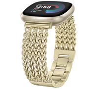 Minyee Metal Band Compatible with Fitbit Sense 2/Versa 4/Versa 3/Sense Band for Women, Dressy Stainless Steel Multi-chain Designer Gold Link Bracelet Stylish Luxury Chic Wristband Replacement Strap