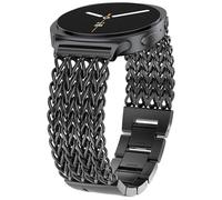 Minyee Metal Band Compatible with Samsung Galaxy Watch 8 40mm 44mm/ 8 Classic 46mm Band, No Gap One-Click Dressy Stainless Steel Metal Fashion Multi-chain Strap Mermaid Link Bracelet Wristband, Black