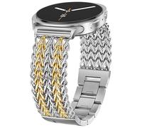 Minyee Metal Band Compatible with Samsung Galaxy Watch 8 40mm 44mm/ 8 Classic 46mm Bands, No Gap One-Click Dressy Stainless Steel Metal Cute Multi-chain Strap Mermaid Style Link Bracelet, Silver/Gold
