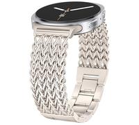 Minyee Metal Band Compatible with Samsung Galaxy Watch 8 40mm 44mm/ 8 Classic 46mm Bands, No Gap One-Click Dressy Stainless Steel Metal Fancy Multi-chain Designer Link Bracelet Wristband, Starlight