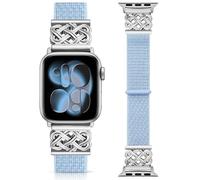 Minyee Nylon Loop Band Compatible with Apple Watch Bands 42/44/45/46/49mm Women Men, Celtic Knot Adjustable Breathable Braided Straps for iWatch Series 11 10 9 8 7 6 5 4 SE/Ultra 3 2 1, Light Blue