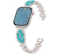 Minyee Turquoise Stone Bracelet Compatible with Apple Watch Band Women 42/41/40/38mm, Metal Handmade Gemstone Adjustable Link Bracelet for iWatch Series 10 9 SE 8 7 6 5 4 3 Ultra, Starlight/Turquoise