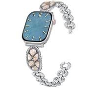 Minyee Turquoise Stone Bracelet Compatible with Apple Watch Band Women 49/46/45/44/42mm, Western Boho Retro Jewelry Adjustable Metal Strap for iWatch Series 10 9 SE 8 7 6 5 4 3,Silver/White Turquoise