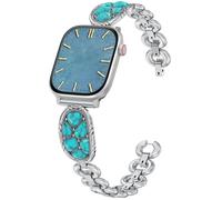 Minyee Turquoise Stone Bracelet Compatible with Apple Watch Band Women 49/46/45/44/42mm, Western Fancy Retro Jewelry Tribal Classic Strap for iWatch Series 10 9 SE 8 7 6 5 4 3 Ultra, Silver/Turquoise