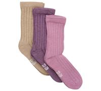 Minymo - Kid's Wool Socks Rib 3-Pack - Sports socks size 15-18, pink